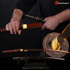 Blood Red Damascus Folded Steel Japanese Samurai Katana Sword Sharp Battle Ready picture