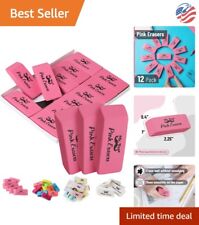 Bulk 12 pc High-Performance Pink Pencil Erasers - Versatile - Large Size picture
