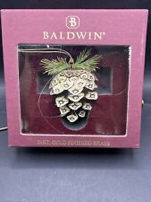 Baldwin Brass 24 Kt Gold Finished Christmas Ornament Pine Cone 3 Inches Long picture
