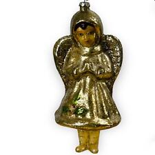 Vintage Angel Christmas Ornament Silver Figural Hand Painted Face 5 Inch picture