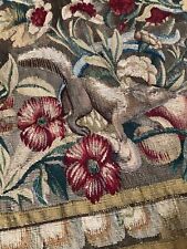 Antique Aubusson tapestry with floral design and squirrel; 2 pieces plus border picture