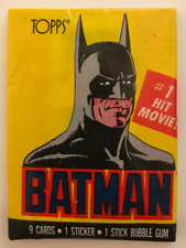 1989 Topps Batman Cards, 1 Sealed Batman Wax PACK (1st Series) From Box, 9 Cards picture