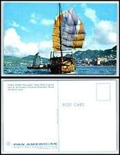 HONG KONG Postcard - PAN AM, The Harbor, Sail Boat A3 picture
