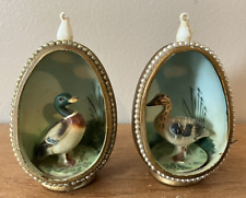 Lot of 2 - Vintage Duck In Egg Shaped Diorama - Genuine Bone China Japan picture