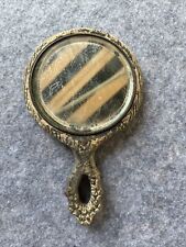 Antique Faux Bois Carved Antler Tree Bark Beveled Hand Held Mirror Heavy picture