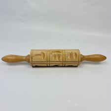 Springerle W German Carved Wood Rolling Pin Shortbread Cookie Bird Butterfly picture