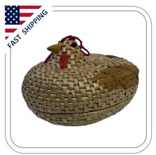 Handcrafted Woven Straw Chicken Hen Basket Rooster picture