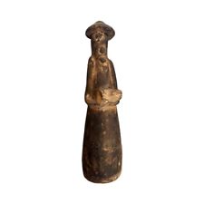Antique Primitive Peruvian Clay Sculpture Cone Hat Robe Fish 18th Century 15” picture