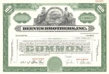 Reeves Brothers, Inc. - 1922 dated Specimen Stock Certificate - Specimen Stocks  picture