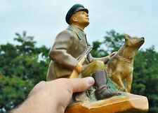 50s Large Vintage Military Figurine Border guard soldier dog gypsum USSR  picture