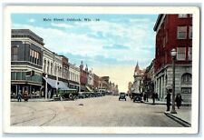 c1920's Main Street Classic Cars Van Intersection Oshkosh Wisconsin WI Postcard picture
