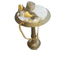 Rare Vintage Brass and Marble Floor Table Rotary Dial French Phone Mid Century picture