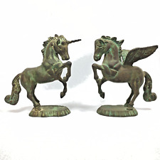 Pegasus & Unicorn Statues Sculptures - Beautiful Patina (Brass, Bronze, Copper?) picture