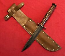  VINTAGE SWORD BLADE WITH NEW HANDLE & LEATHER SHEATH  picture