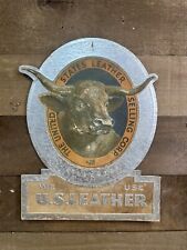 Antique States Leather Selling Corp Steerhead “We Use U.S. Leather” Sign Bull picture