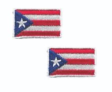 Small Puerto Rico Flag Patch Lot of 2 Embroidered Fits VELCRO® BRAND Fasteners picture
