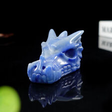 Dragon Head Skull Blue Aventurine Quartz Stone Carved Natural Crystal Statue picture