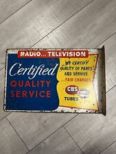 Vtg Radio Television Certified Quality Service CBS Hytron Flange Sign Nelke NY picture