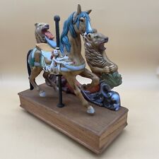Carousel Waltz Melodies Lions-Carousel Horse with Winged Angel Music Box-VTG picture
