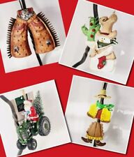 Lot Of 8 Western Christmas Ornaments Kurt Adler Snowman Chaps Santa on Tractor picture
