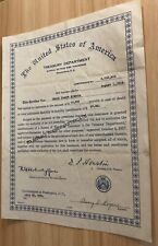 WWI 1918 U.S. War Risk Insurance Certificate, $10,000 Treasury Department picture