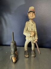 Folk Art Wood Carving, Confederate Soldier With Dog picture