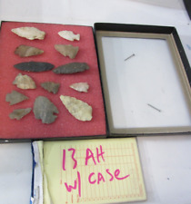ancient artifact arrowhead celt tip lot 13 Tippecanoe Co. IN w/ Riker mount case picture