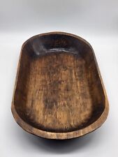 Rustic Wooden Dough Bowl By JOM Signed Maggie Made in Mexico EUC 18