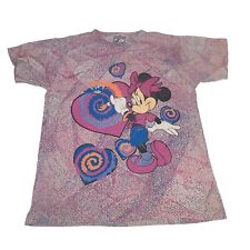 VTG Disney Mickeys Stuff For Kids Tie Dye Minnie Mouse AOP Shirt sz M (10-12) picture