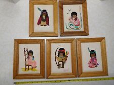 5 Vintage Native American Children Embroidered Pictures ~ by: Nick DePrazia picture