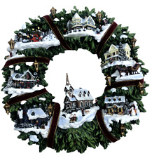 THOMAS KINKADE Hamilton Christmas Village Illuminated Door Wall Wreath picture