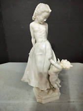 Antique German Hutschenreuther Porcelain Figurine, Lady & Cupid, 9.5