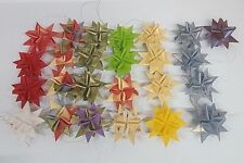 Vtg Christmas Lot 25 Moravian Star Bow Ornaments Waxed Paper Glitter Handmade picture