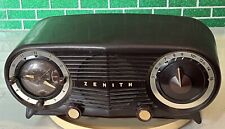 1950's MCM Zenith L515 Owl Eye Tube Alarm Clock Radio WORKS PARTS OR RESTORATION picture