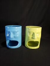 Mugs Big Mouth Milk and Cookie Face Blue Green Pair of 2 Mugs Cordon Bleu picture