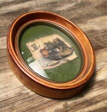 Vintage Victorian Small Oval Deep Cherry Convex Bubble Frame Pop Up Girl Art picture