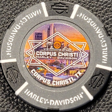 CORPUS CHRISTI HD ~ TEXAS ~ (Gray/Black Full Color) Harley Davidson Poker Chip picture