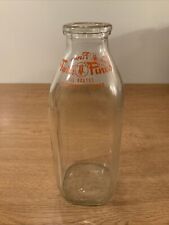 VINTAGE ANTIQUE MILK DAIRY GLASS BOTTLE ADVERTISING Twin Pines picture