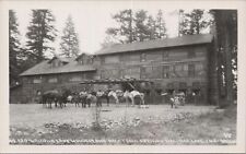 RPPC Postcard Wallowa Lake Wonderland Pack Train Arriving Wallowa Lake Inn OR picture