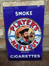 VINTAGE SMOKE PLAYER'S NAVY CUT CIGARETTES PORCELAIN ENAMEL GAS SIGN 12