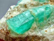 398 Ct Transparent Amazing Top Panjshir Green Emerald Crystals On Matrix @AFG picture