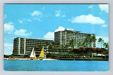 Waikiki HI-Hawaii, Reef Hotel, Outside Scenic Ocean View, Vintage Postcard picture
