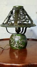 ANTIQUE MISSION ARTS CRAFTS HEINTZ USA STERLING SILVER ON BRONZE MICA ART LAMP   picture