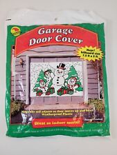 VTG Sun Hill SNOW MAN W/ FAMILY Garage Door Cover Christmas 7.5 ft. by 5 ft.USA picture