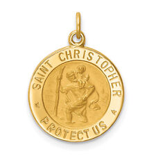 14k Solid Polished/Satin Small Round St. Christopher Medal XR1790 picture