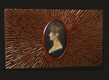 Antique CIGARETTE CASE, sunburst case w framed vintage portrait. Only 1 on ebay picture