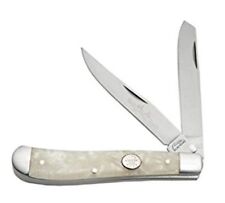 Large 2 Blade Trapper Folding Pocket Knife White Pearl Handles 973-WH picture