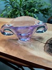 Mid Century Modern Italian Violet Hand Blown Glass Double Armed Vase picture