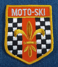 NOS Original Vintage MOTO SKI Patch Shield Fleur-De-Lis Checkerboard Snowmobile picture