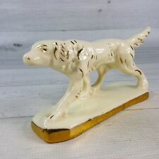 Vintage White w Gold Porcelain Pointer Spaniel Hunting Dog 8 x 4